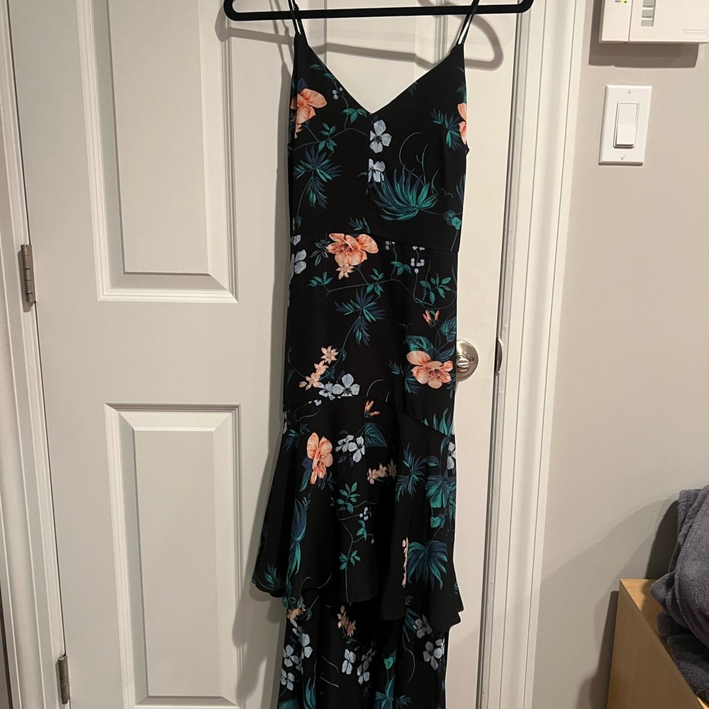 Banana Republic Black Floral High Low Dress